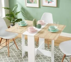 Baita Tables à Manger Table Pliable Blanc Et Effet Chêne 104cm -Marquee Magasin table pliable blanc et effet chene 104cm 2