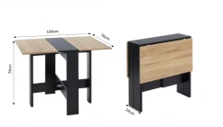 Baita Tables à Manger Table Pliable Noir Et Effet Chêne 104cm -Marquee Magasin table pliable noir et effet chene 104cm