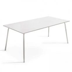 Oviala Tables à Manger Table Rectangle En Acier Blanc