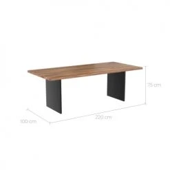 Rendez Vous Déco Tables à Manger Table Rectangulaire 220 Cm En Bois De Teck Et Métal 8 Personnes -Marquee Magasin table rectangulaire 220 cm en bois de teck et metal 8 personnes 2
