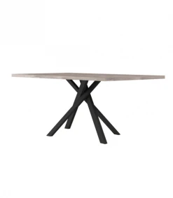 Calicosy Tables à Manger Table Rectangulaire 8 Pers. Pieds Central - Décor Bois Et Pieds Noir