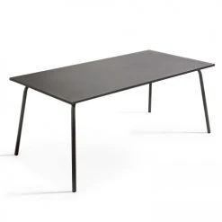 Oviala Tables à Manger Table Rectangulaire Minimaliste En Acier Gris 8 Places