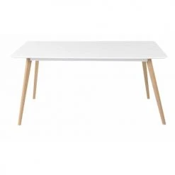 Zago Tables à Manger Table Repas Blanche Et Pieds Chêne 160X90 Cm Scandinave