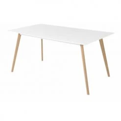 Zago Tables à Manger Table Repas Blanche Et Pieds Chêne 160X90 Cm Scandinave -Marquee Magasin table repas blanche et pieds chene 160x90 cm scandinave 5