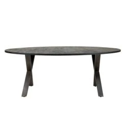 Mathi Design Tables à Manger Table Repas Ovale Bois Noir L200