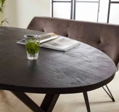 Mathi Design Tables à Manger Table Repas Ovale Bois Noir L200 -Marquee Magasin table repas ovale bois noir l200 3