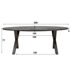 Mathi Design Tables à Manger Table Repas Ovale Bois Noir L200 -Marquee Magasin table repas ovale bois noir l200 4