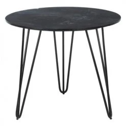Altobuy Tables à Manger Table Repas Ronde ø90cm Plateau Marbre Noir
