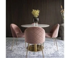 Meubles & Design Tables à Manger Table Ronde 90cm Aspect Marbre Pied Doré -Marquee Magasin table ronde 90cm aspect marbre pied dore 3