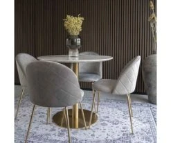 Meubles & Design Tables à Manger Table Ronde 90cm Aspect Marbre Pied Doré -Marquee Magasin table ronde 90cm aspect marbre pied dore 4