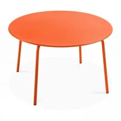 Oviala Tables à Manger Table Ronde Acier Orange