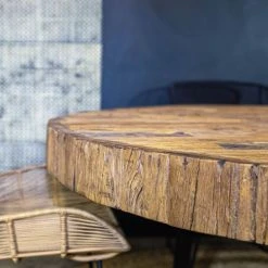 Now’s Home Tables à Manger Table Ronde En Teck Et Verre 160cm -Marquee Magasin table ronde en teck et verre 160cm 3