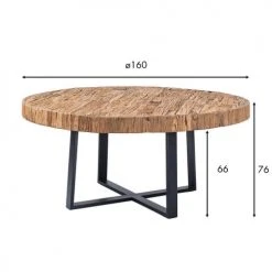 Now’s Home Tables à Manger Table Ronde En Teck Et Verre 160cm -Marquee Magasin table ronde en teck et verre 160cm 4