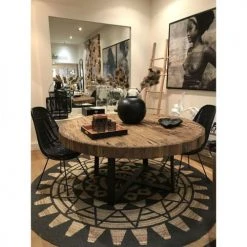 Now’s Home Tables à Manger Table Ronde En Teck Et Verre 160cm -Marquee Magasin table ronde en teck et verre 160cm 5