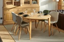 Hellin Tables à Manger Table Ronde Extensible Pieds Fuseau D115 + 4 Chaises Tissu -Marquee Magasin table ronde extensible pieds fuseau d115 4 chaises tissu 2