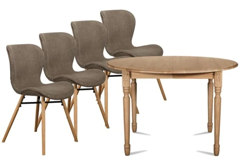 Hellin Tables à Manger Table Ronde Extensible Pieds Tournés D115 + 4 Chaises Tissu 3 Hellin Tables à Manger Table Ronde Extensible Pieds Tournés D115 + 4 Chaises Tissu