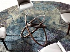 Angel Cerda Tables à Manger Table Ronde Verre Trempé Et Base Ovale En Noyer D150 -Marquee Magasin table ronde verre trempe et base ovale en noyer d150 2