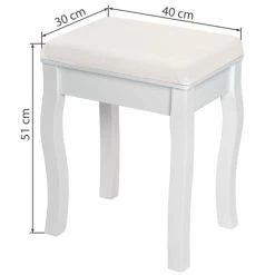 Tectake Coiffeuses Tabouret Pour Coiffeuse Blanc -Marquee Magasin tabouret pour coiffeuse blanc 4
