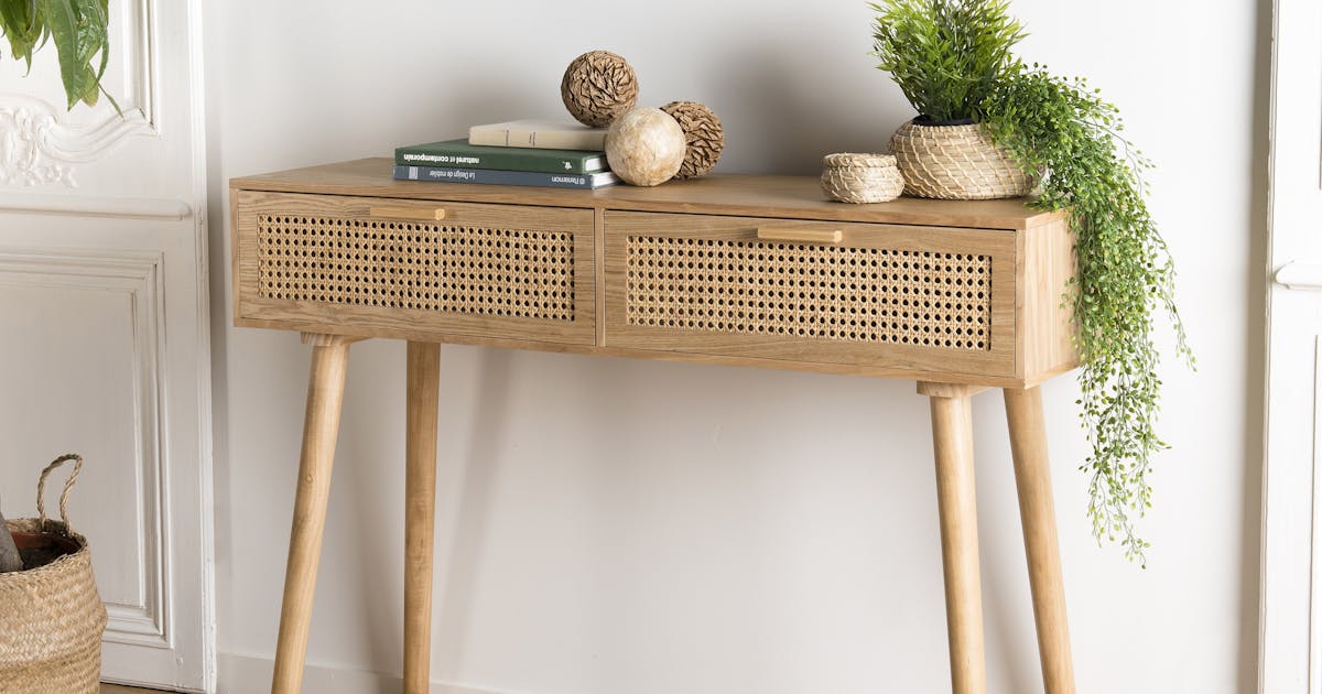 Marquee Magasin -Marquee Magasin console cannage 2 tiroirs palma 5fe2358936eb4